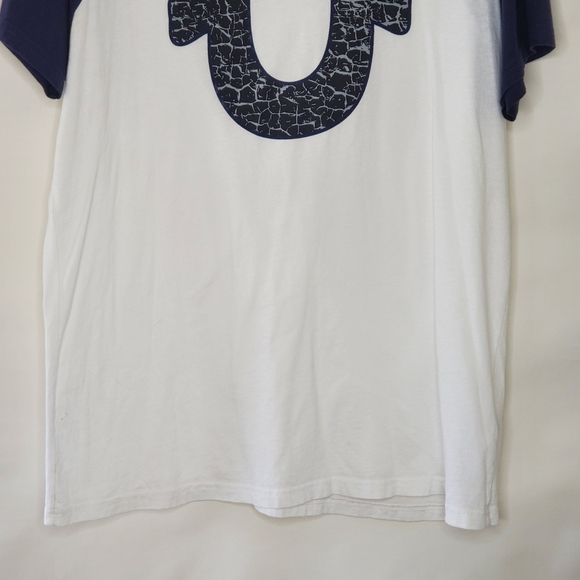 True Religion Horseshoe Buddha Men's Tee Shirt Size XL Logo Cotton Baseball Top - Picture 3 of 9
